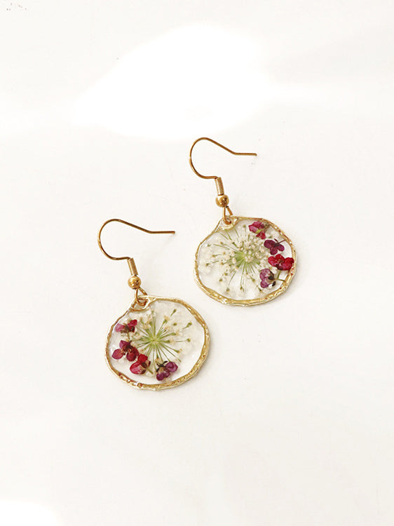 Women's Dried Flower Drop Earrings — close-up detail
