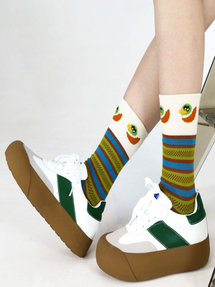 Women's duck print cotton ankle socks — detail