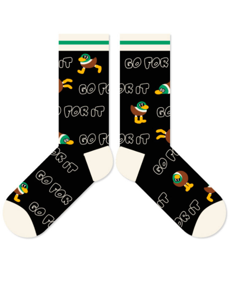 Women's duck print cotton ankle socks — detail