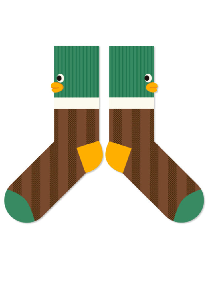 Women's duck print cotton ankle socks — detail