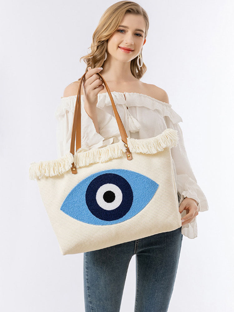 Women's embroidered canvas tote bag