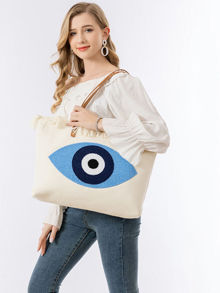 Women's embroidered canvas tote bag