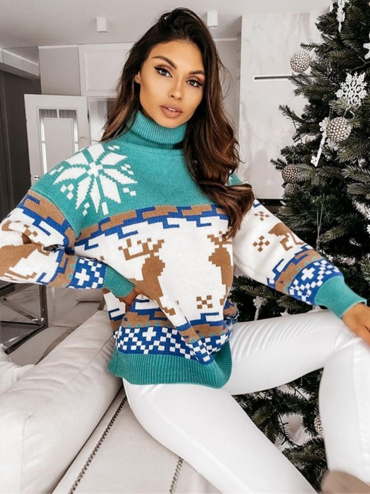 Women's Embroidered Reindeer Knit Jumper — side view