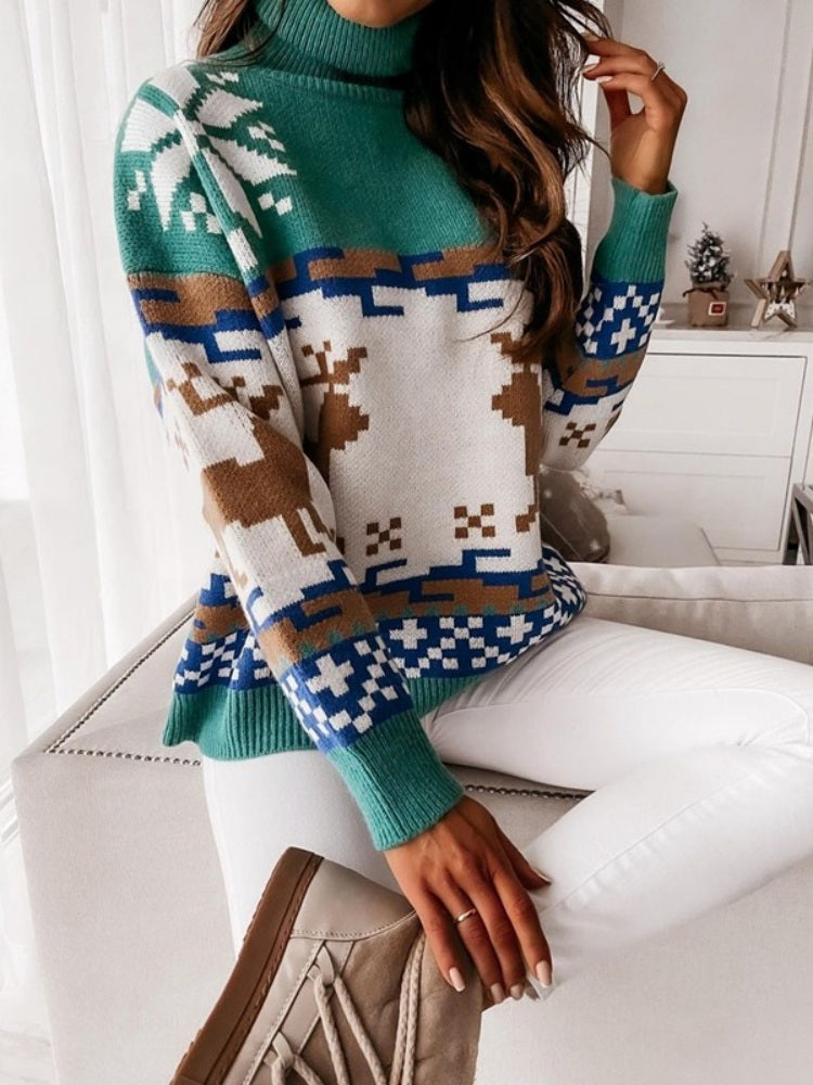 Women's Embroidered Reindeer Knit Jumper — back view