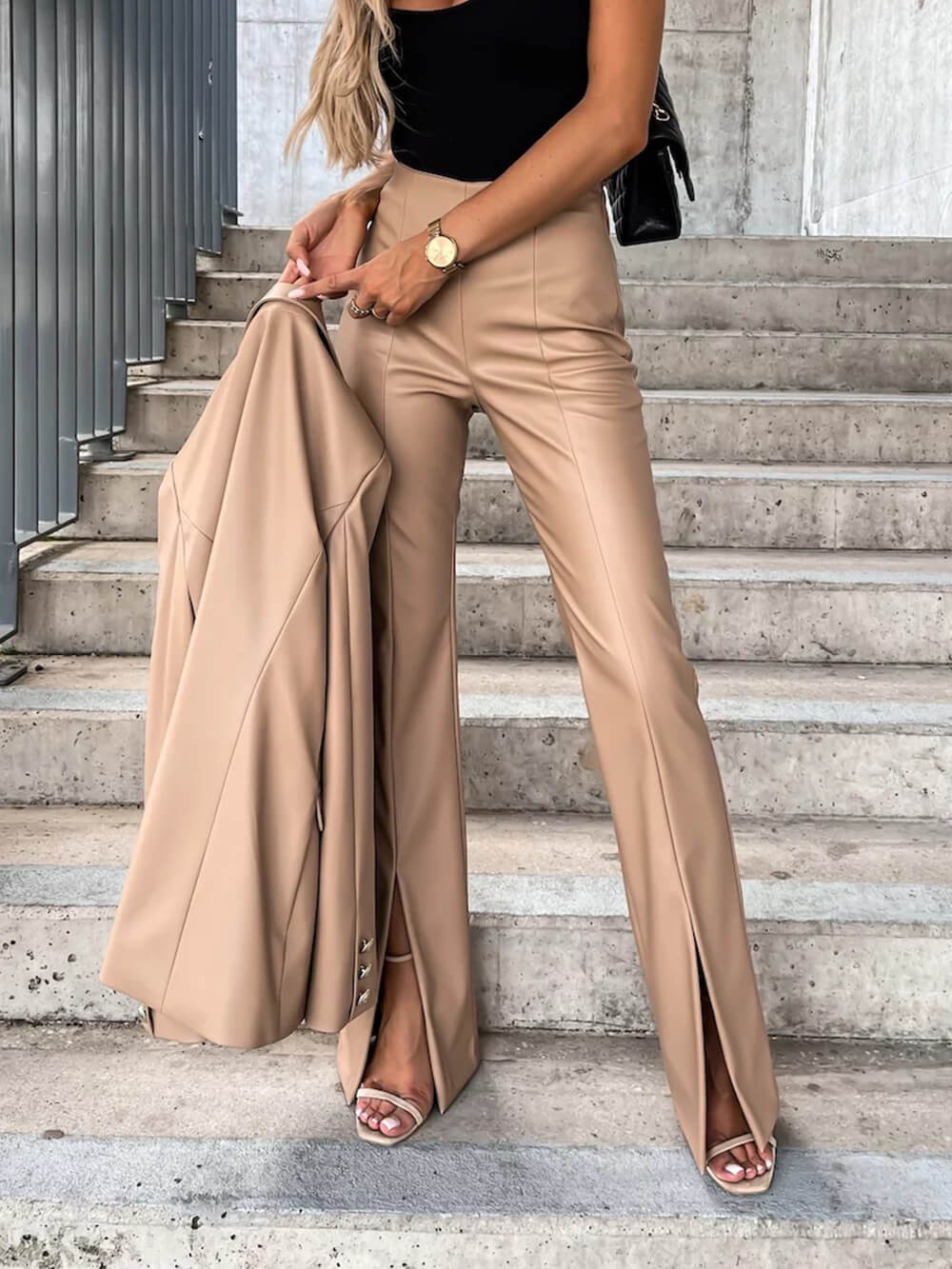 Women's Faux Leather Trousers — alternate angle