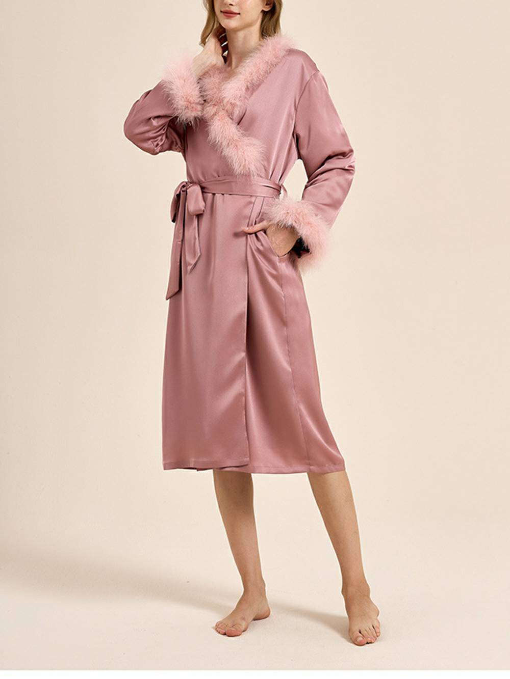 Women's feather cuff pyjama set — alternate colourway