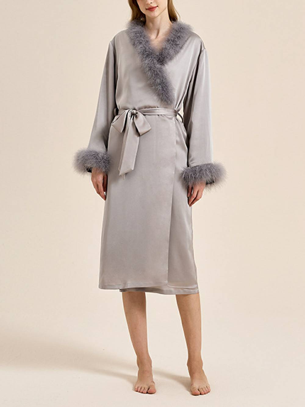Women's feather cuff pyjama set — alternate colourway front view