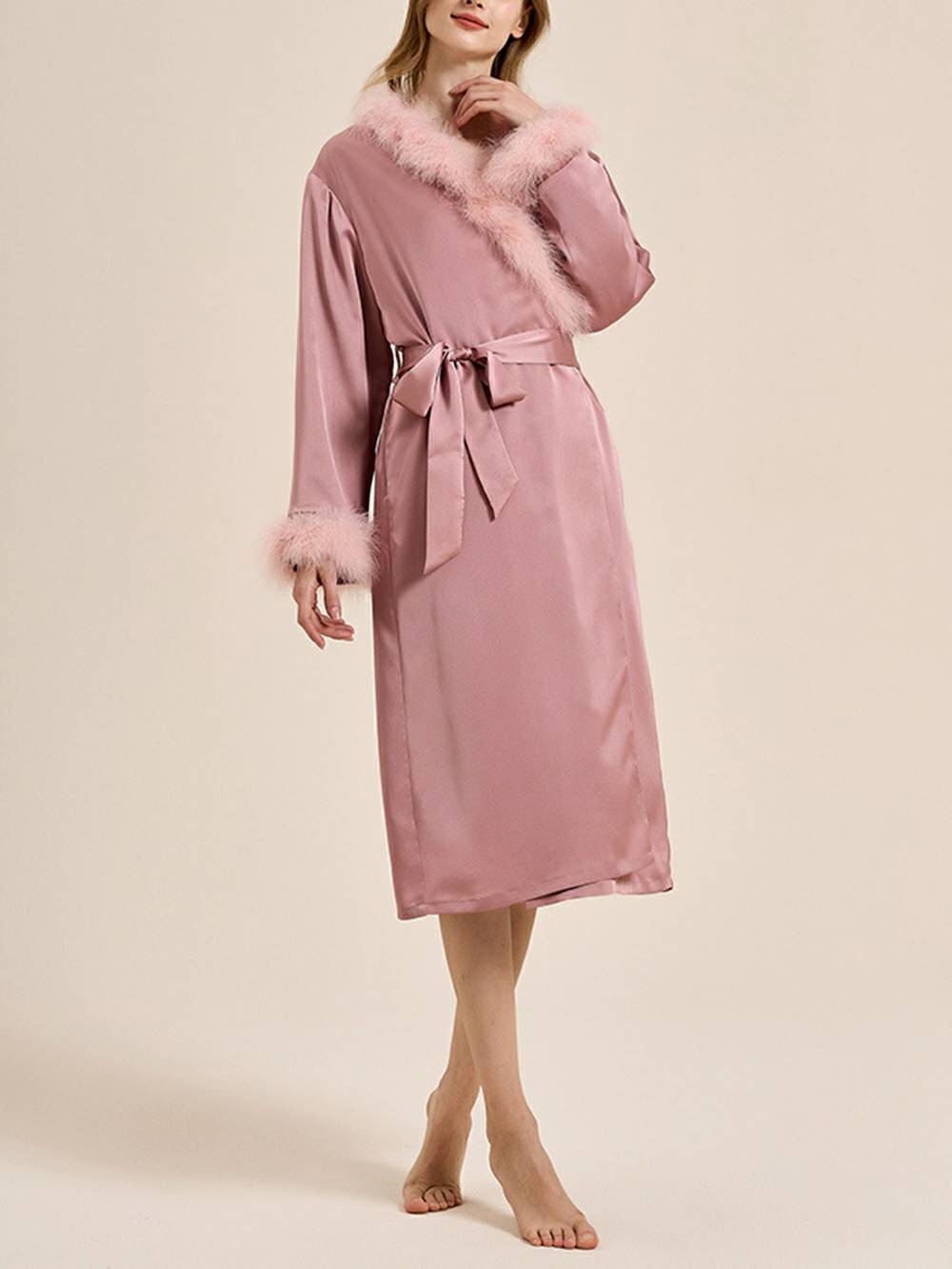 Women's feather cuff pyjama set — alternate colourway detail