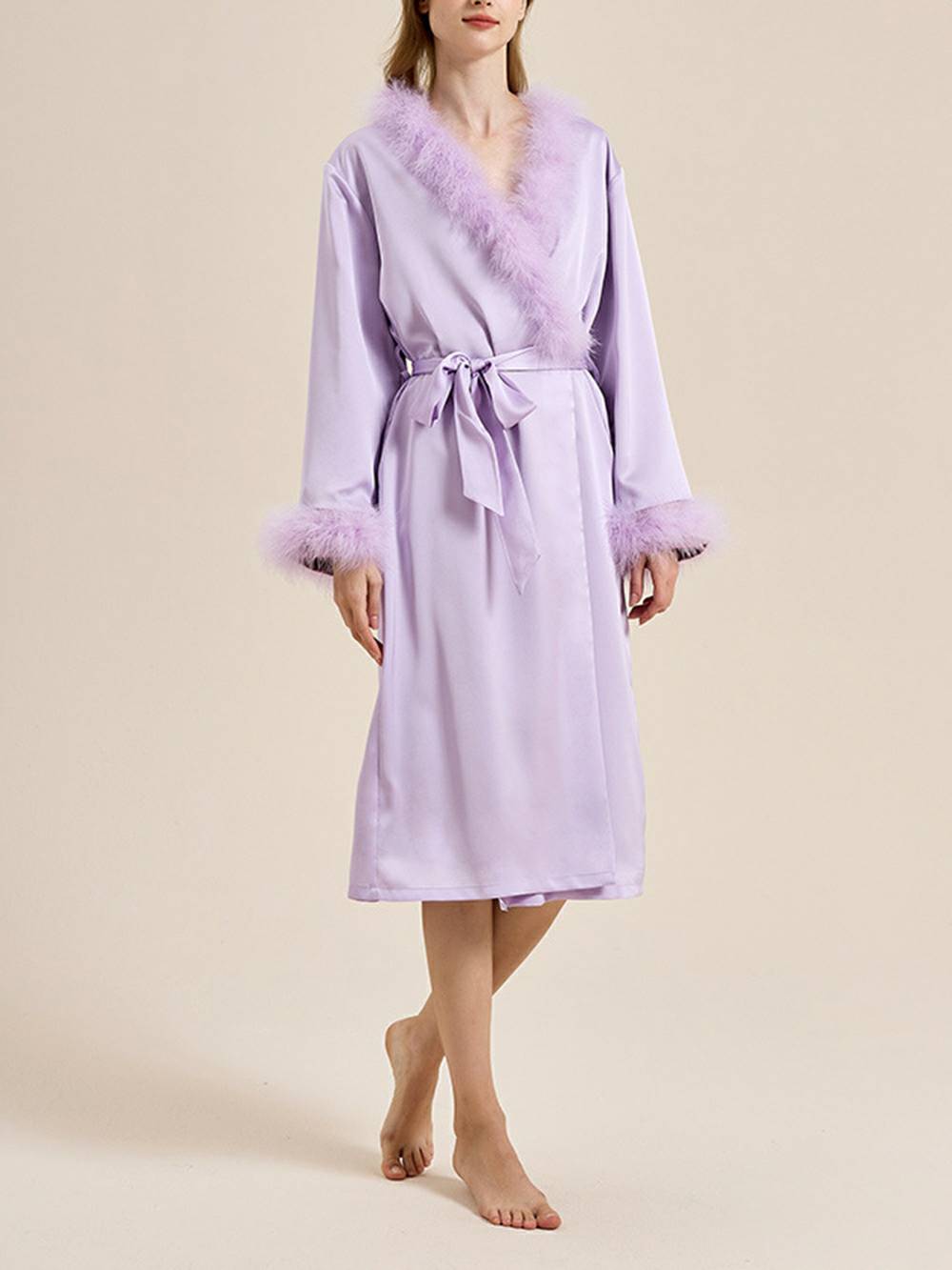 Women's feather cuff pyjama set — detail view