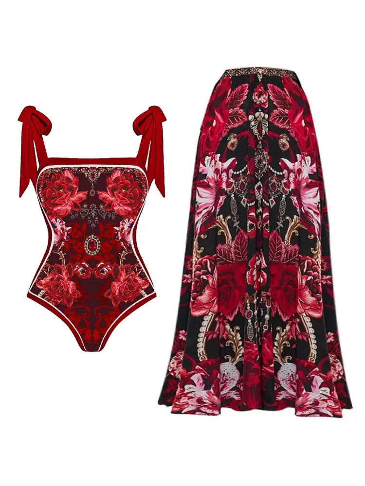 Women's Floral Bow-Tie Swimsuit Set — alternate angle