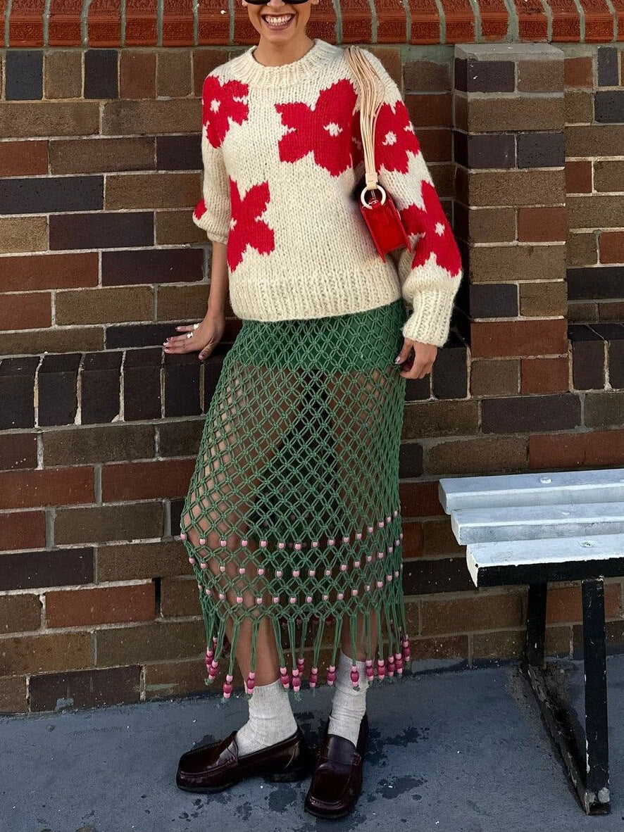 Women's floral crew neck sweater