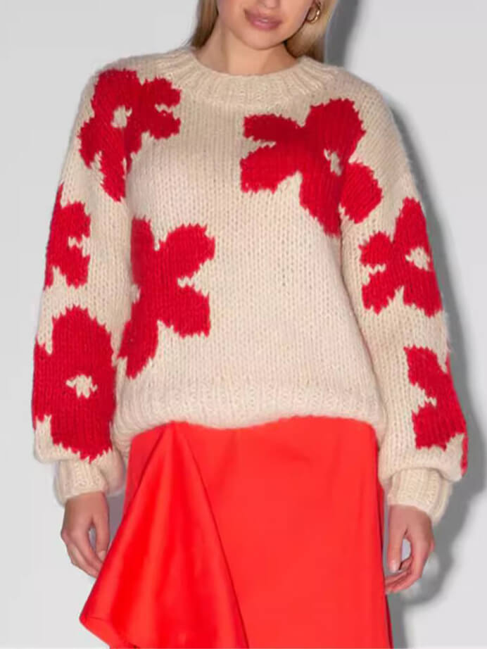 Women's floral crew neck sweater