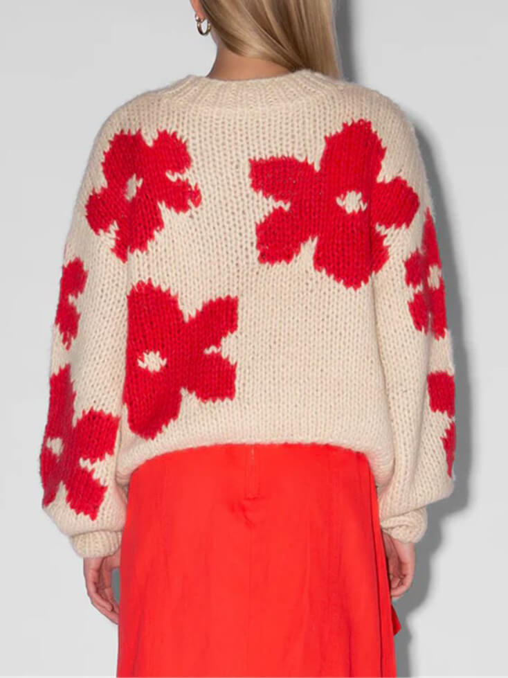 Women's floral crew neck sweater