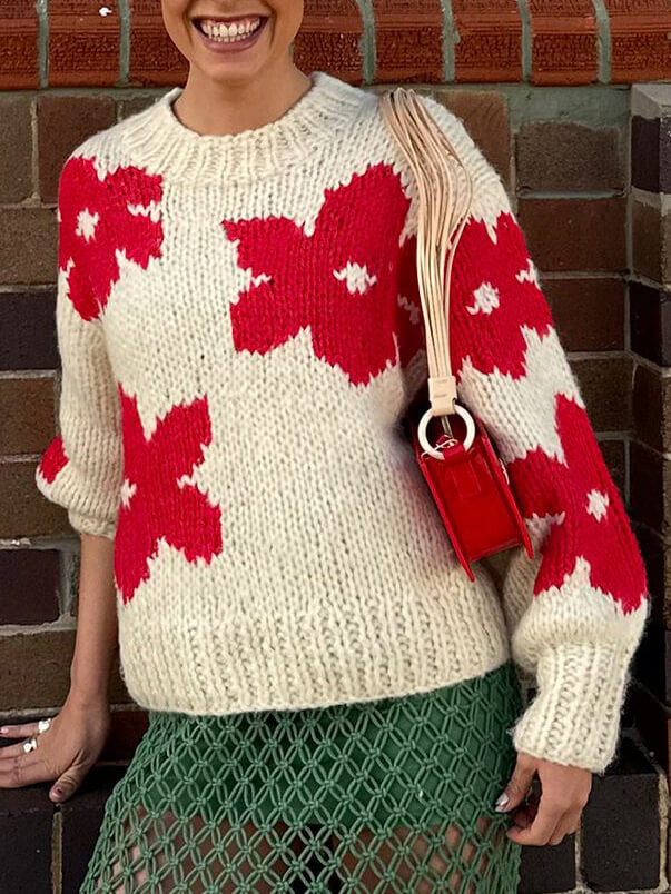 Women's floral crew neck sweater