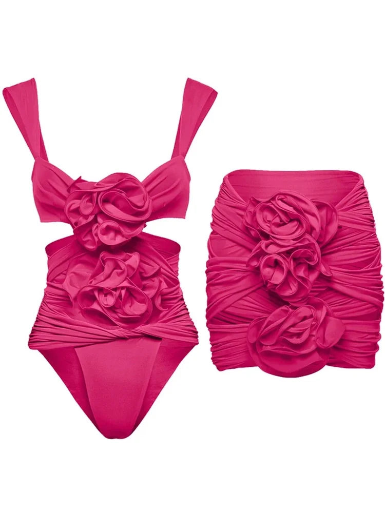 Women's floral cutout strappy swimsuit — detail