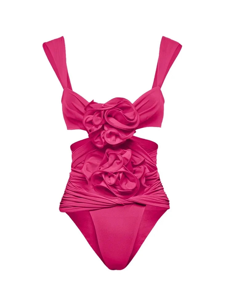 Women's floral cutout strappy swimsuit — detail