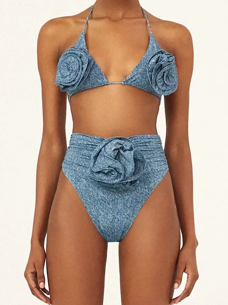 Women's floral halter bikini set — alternate angle