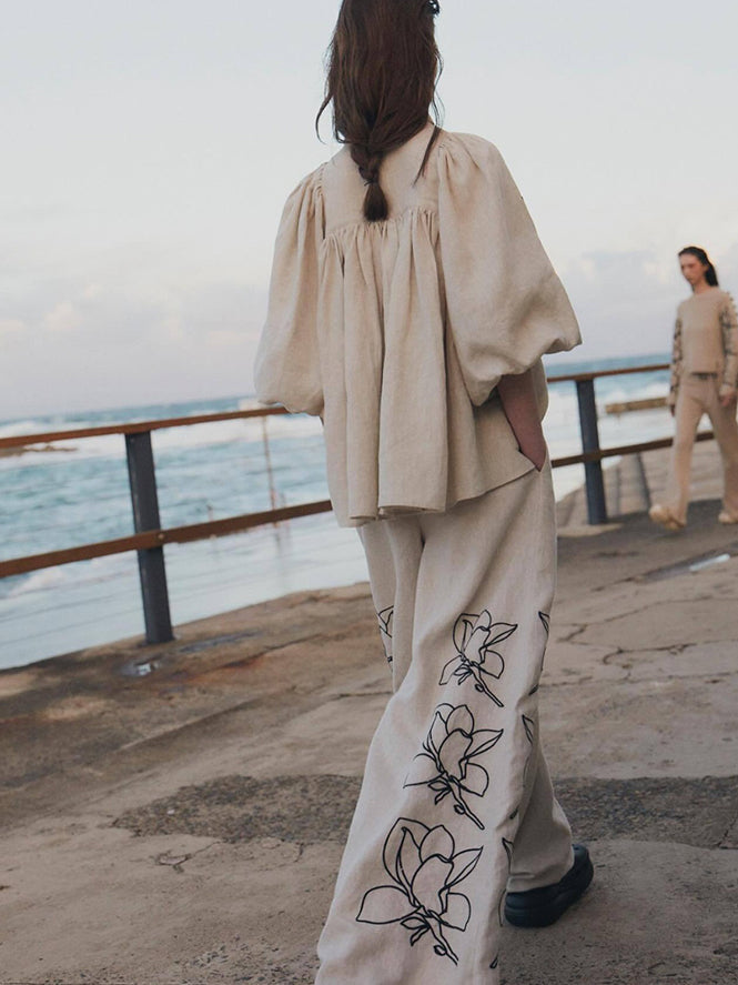 Women's Floral Linen Co-ord Set — back view