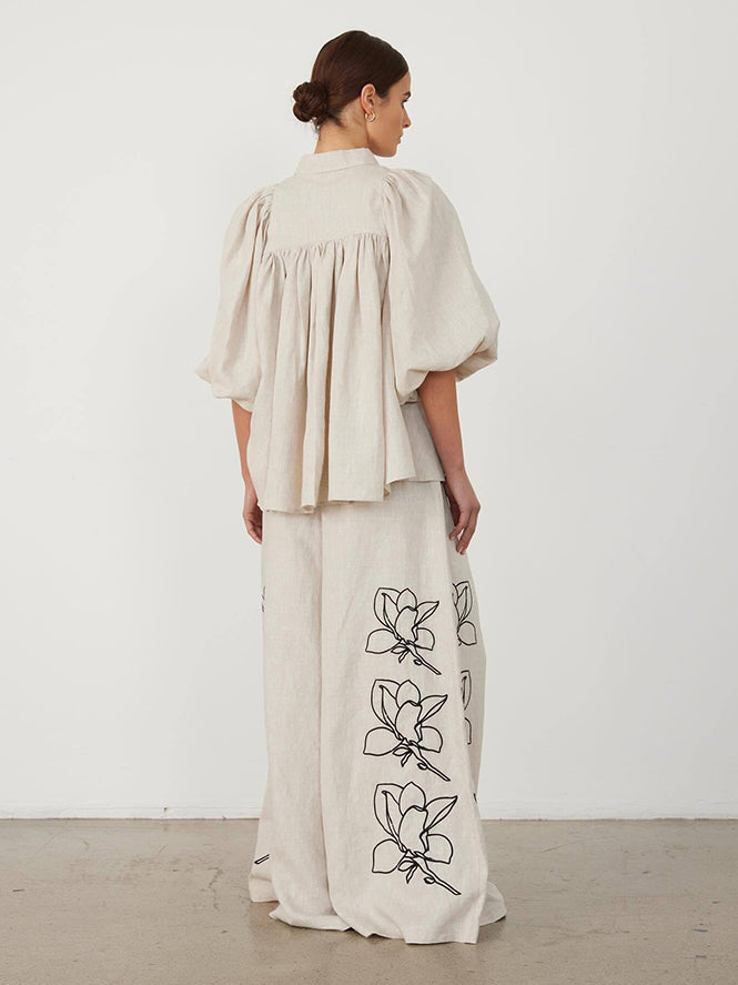 Women's Floral Linen Co-ord Set — worn detail