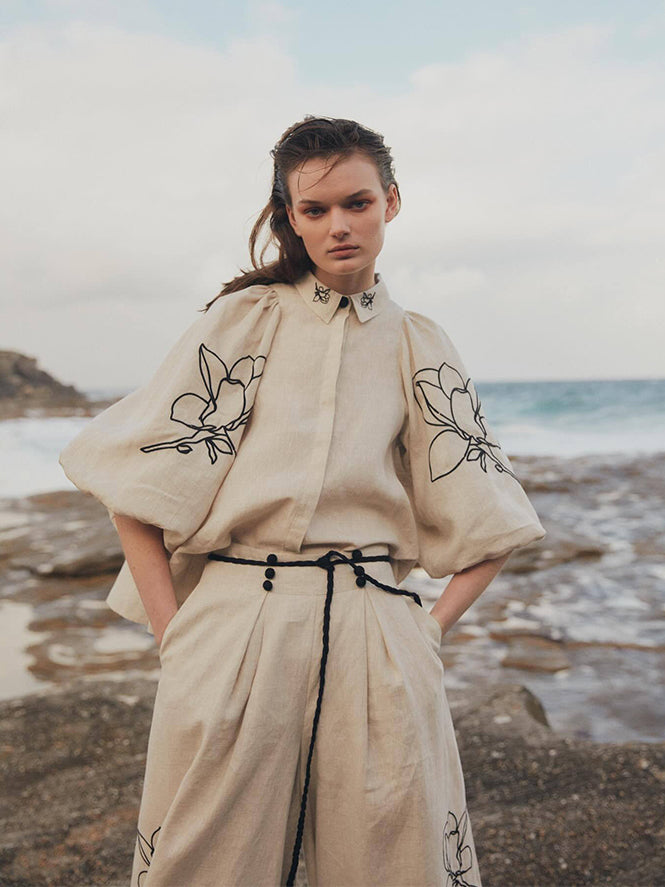 Women's Floral Linen Co-ord Set — back view