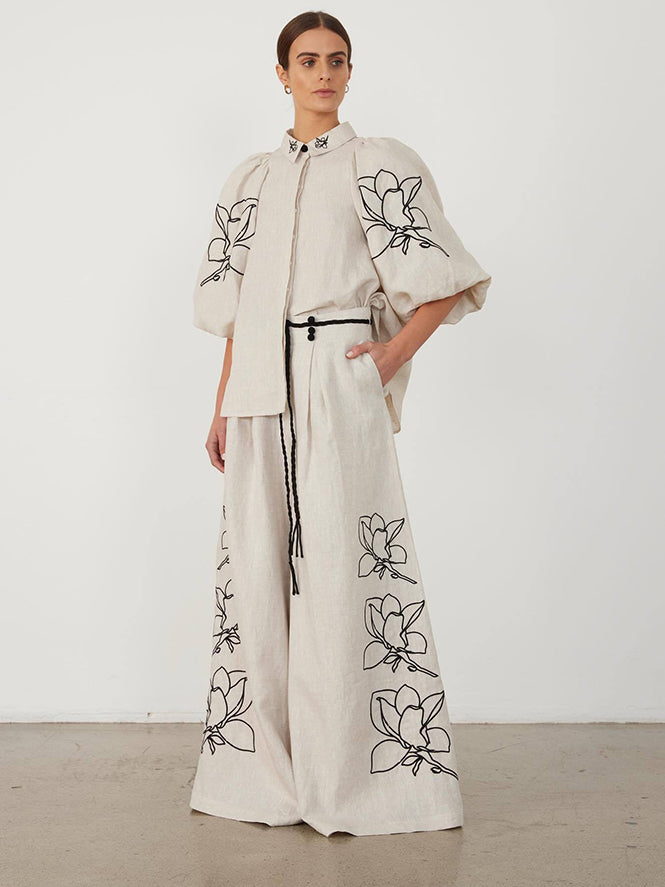 Women's Floral Linen Co-ord Set — side detail