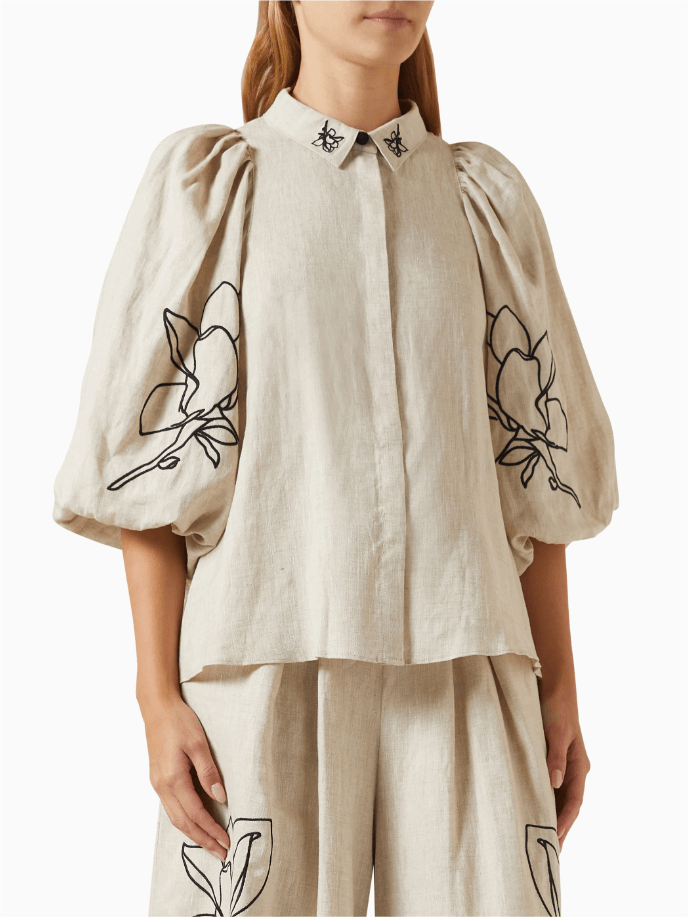 Women's Floral Linen Co-ord Set — close-up detail