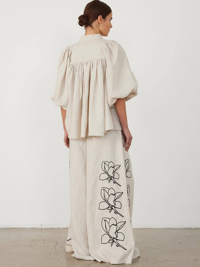 Women's Floral Linen Co-ord Set — front view