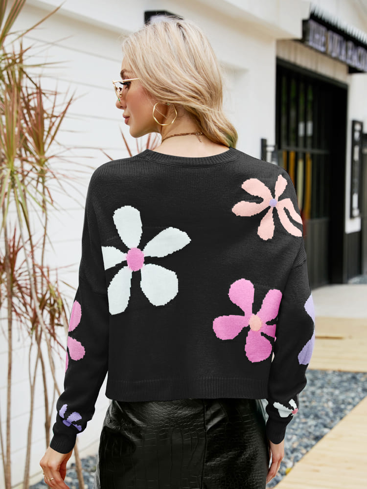 Women's Floral Print Crewneck Jumper