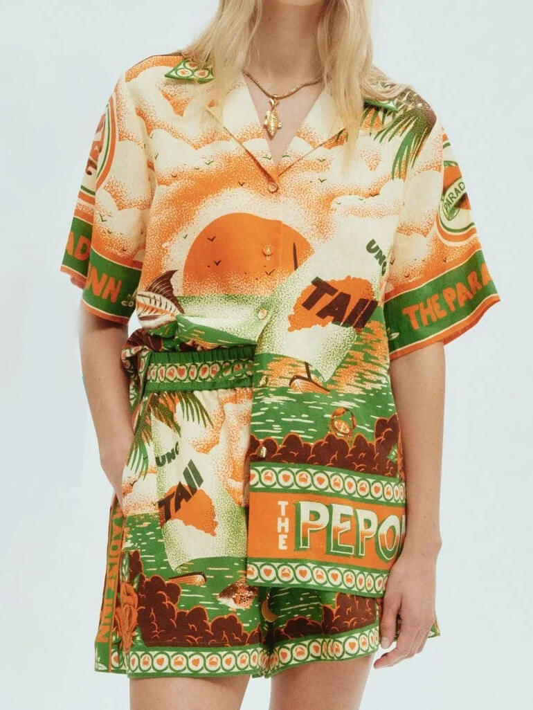 Women's floral print shirt and shorts co-ord set