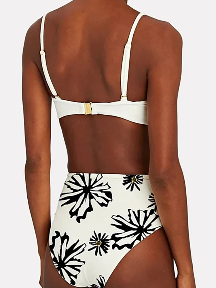Women's floral trim printed bikini set — alternate angle