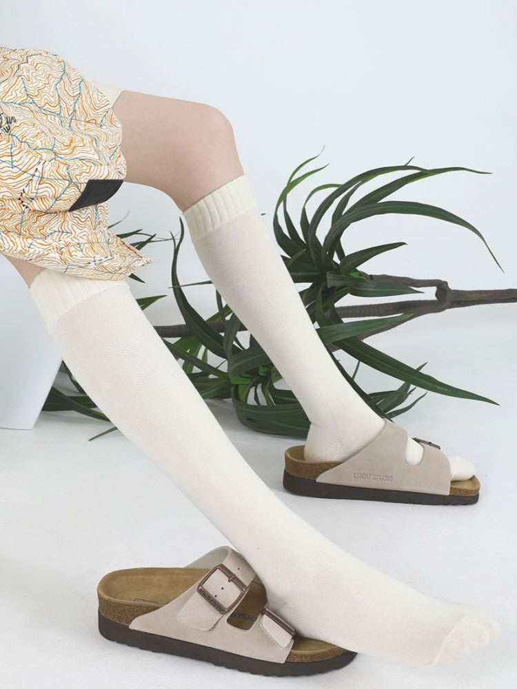 Women's charming flower print cotton socks
