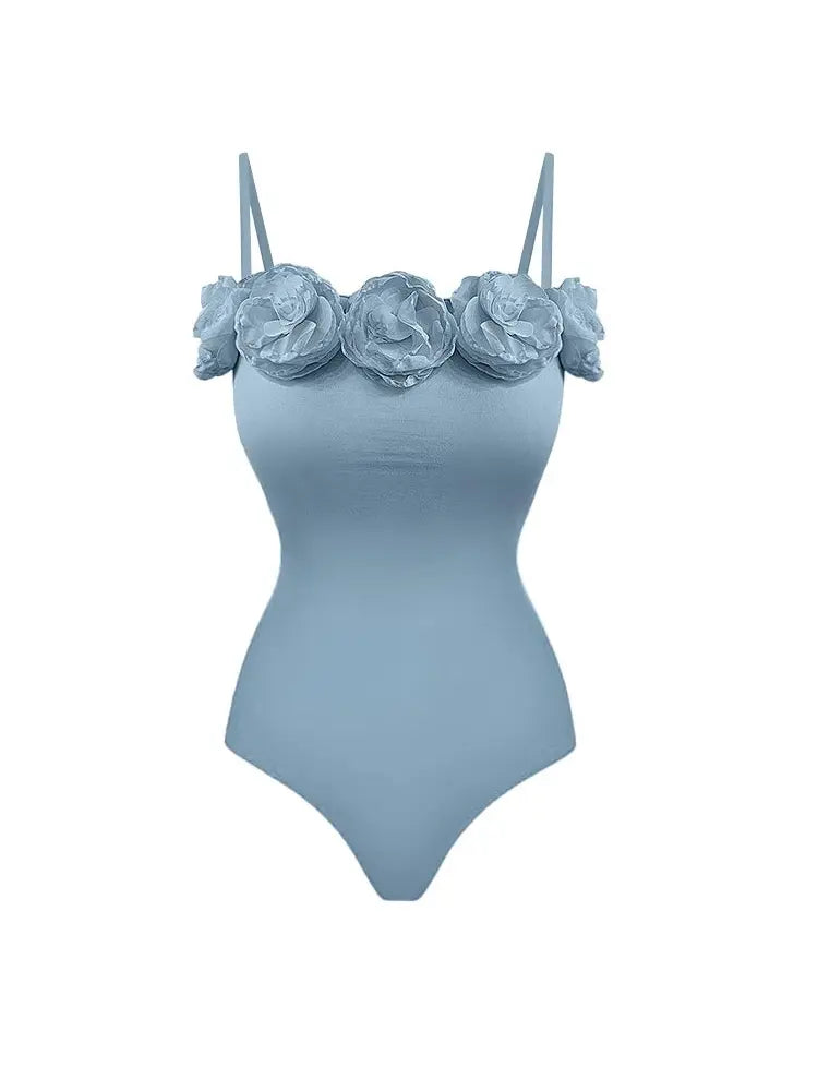 Women's Blue french style applique swimsuit
