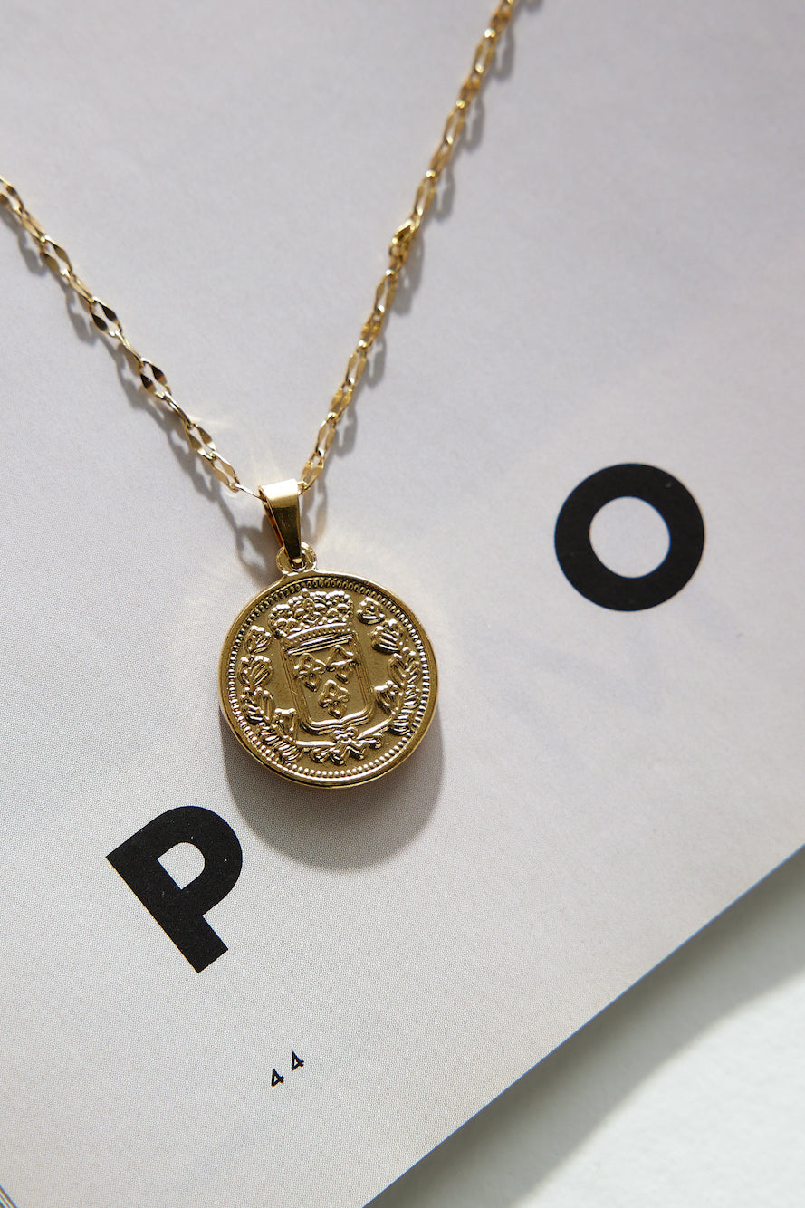 Women's gold chain drop pendant necklace — alternate angle