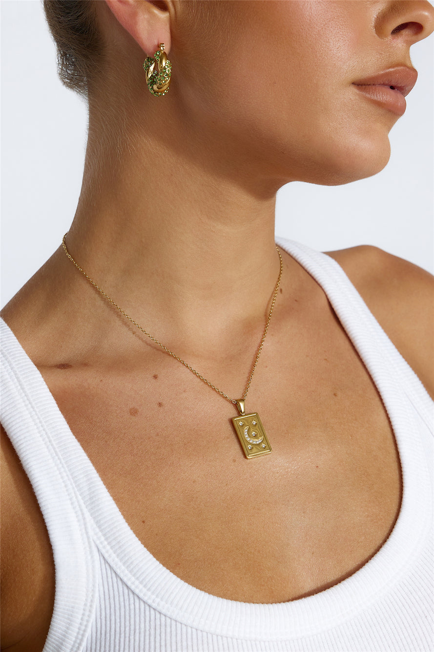 Women's gold diamante pendant necklace — alternate angle