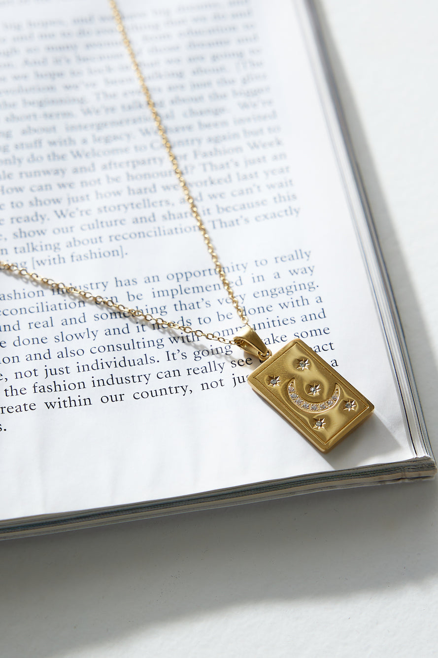 Women's gold diamante pendant necklace — alternate angle