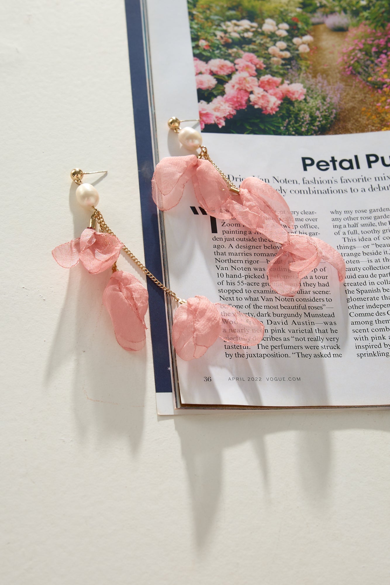 Women's Gold Drop Pearl Earrings — detail view