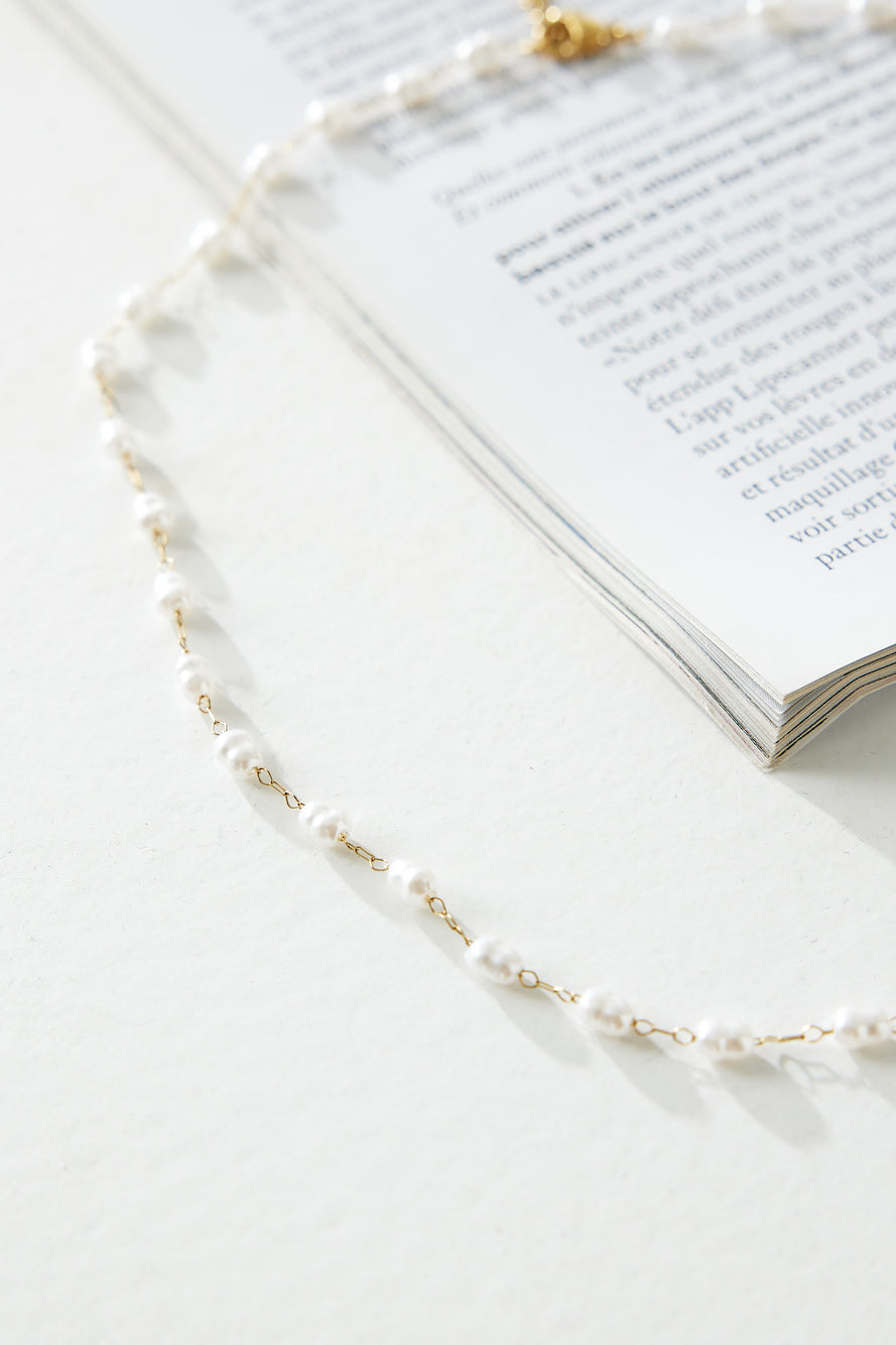 Women's gold freshwater pearl necklace — alternate angle