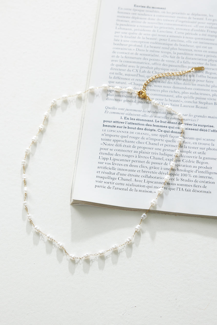 Women's gold freshwater pearl necklace — alternate angle