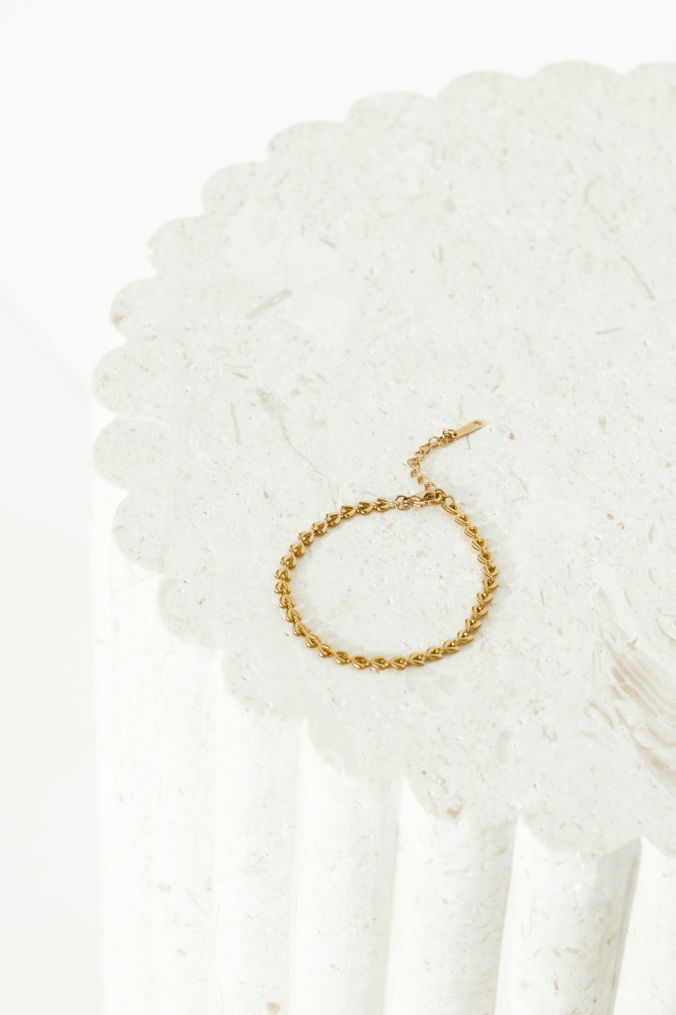Women's gold link chain bracelet — alternate angle