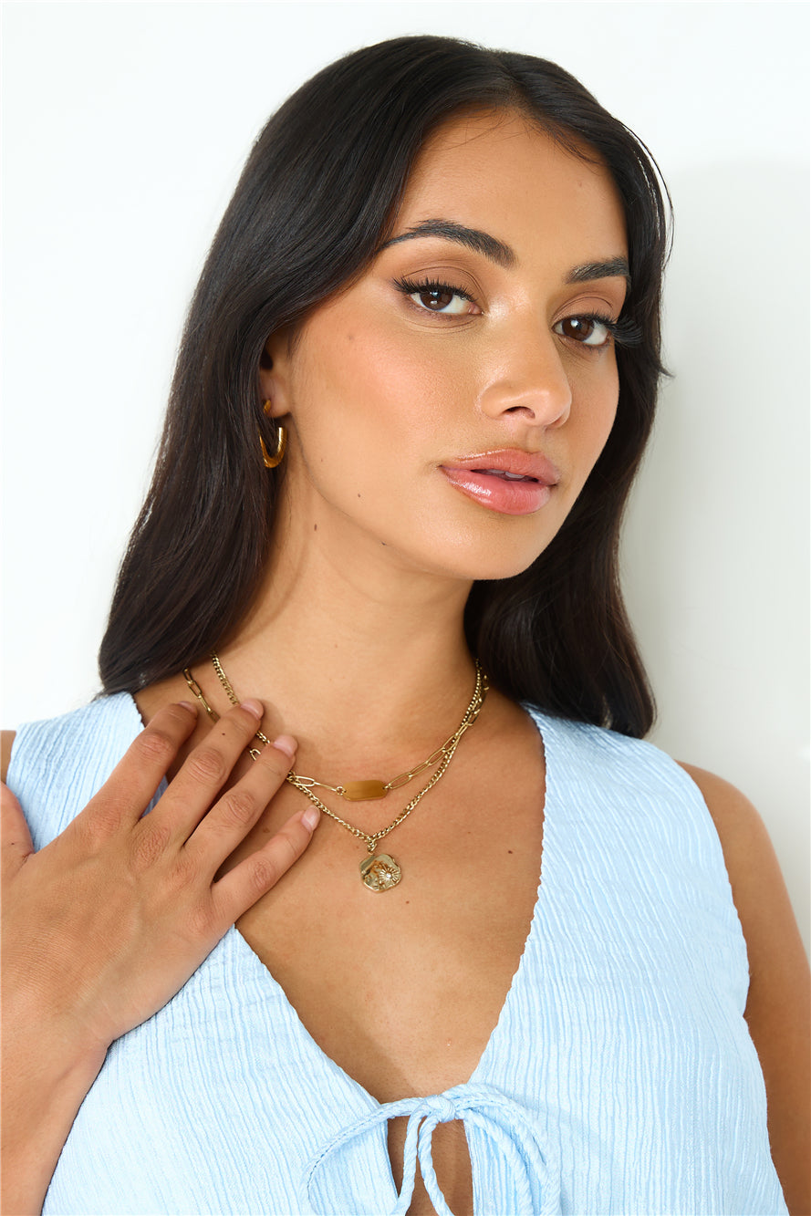 Women's gold-plated layered necklace set