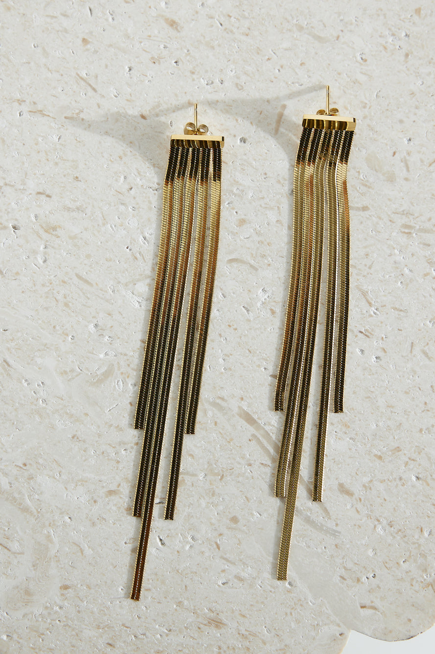 Women's gold snake chain earrings