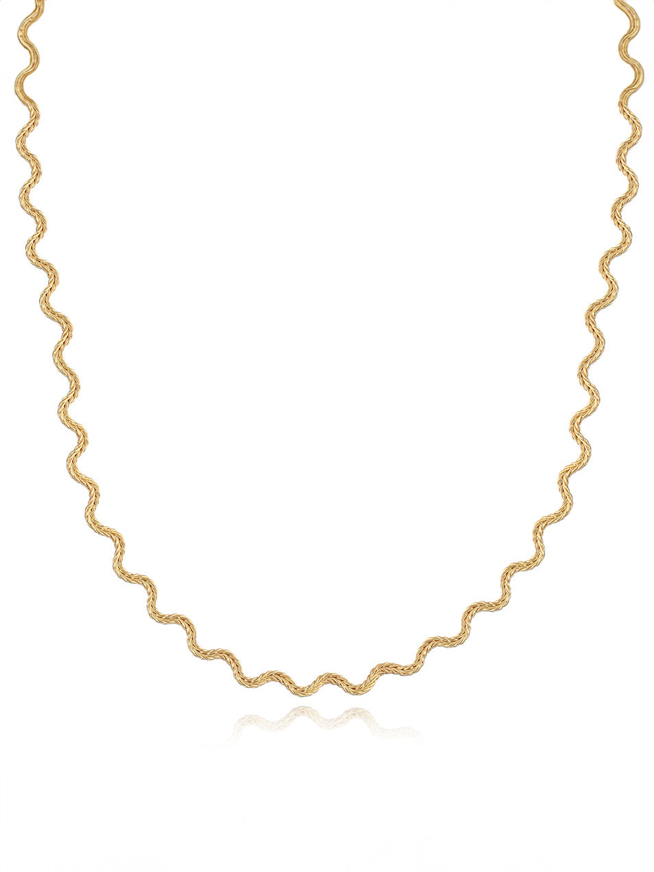 Women's chunky gold textured wave chain necklace — worn detail