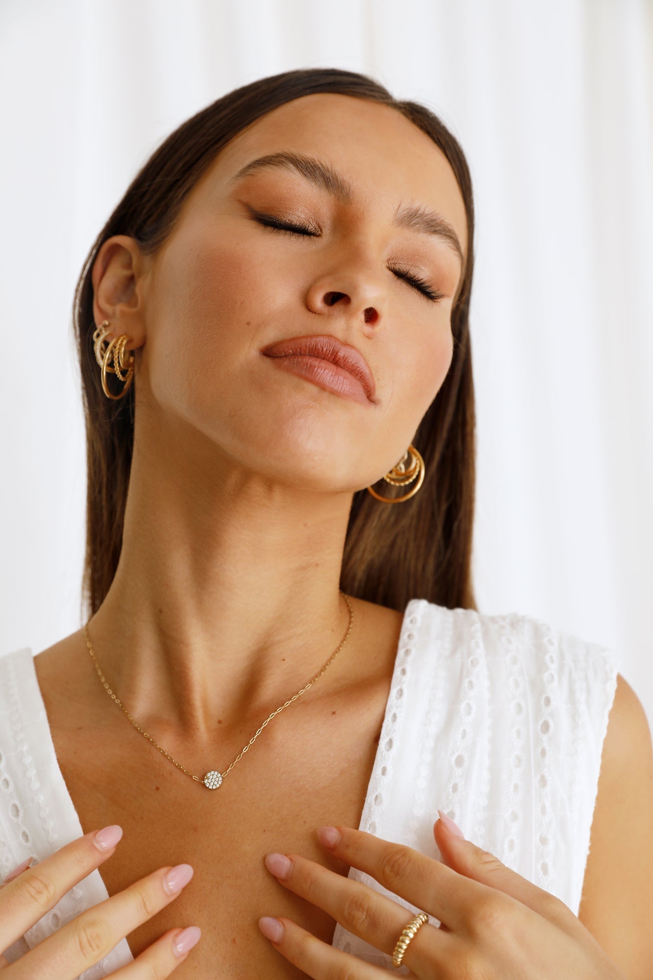 Women's gold triple-layer hoop earrings