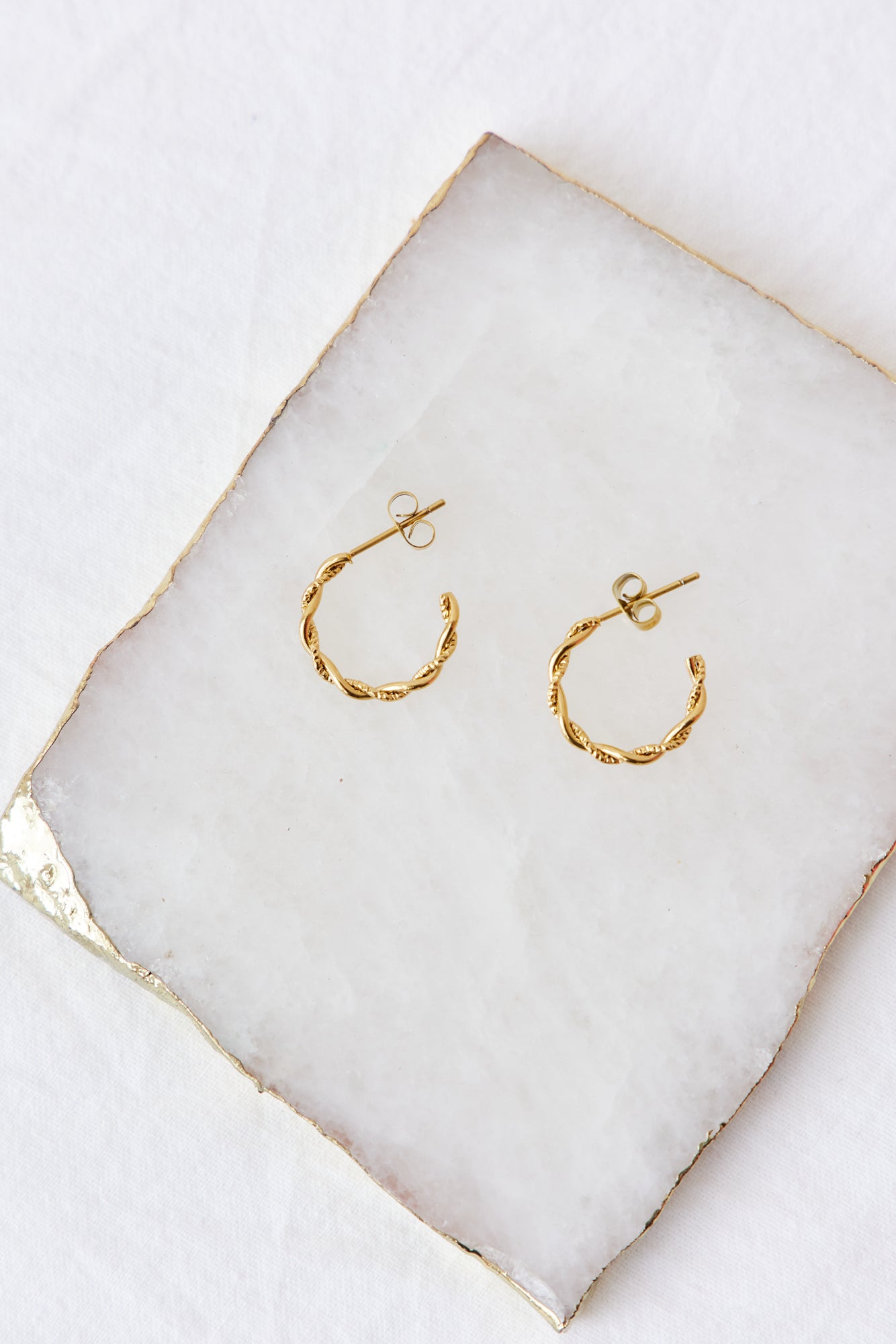 Women's Gold Twist Hoop Earrings