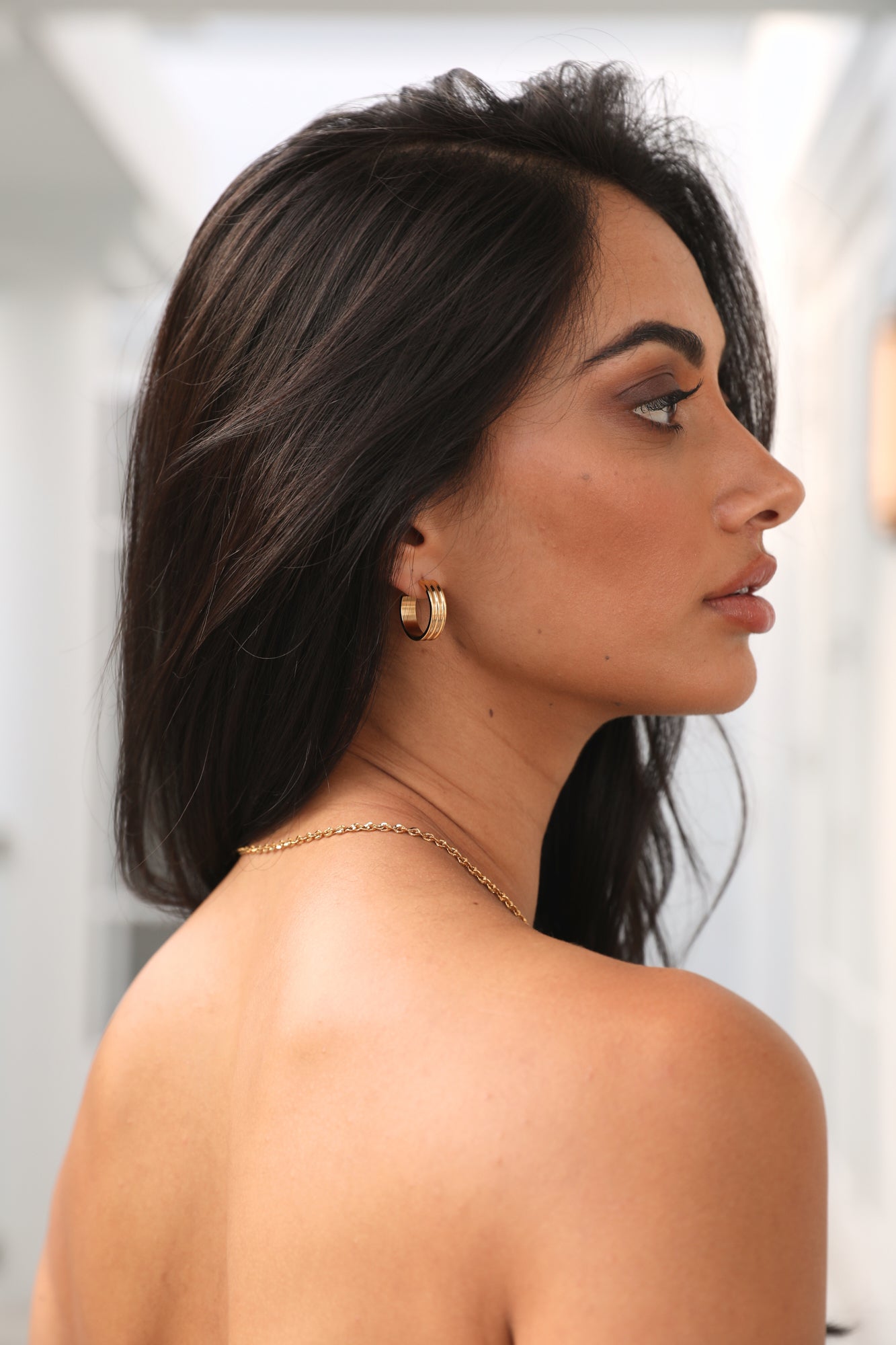 Women's gold waterproof hoop earrings