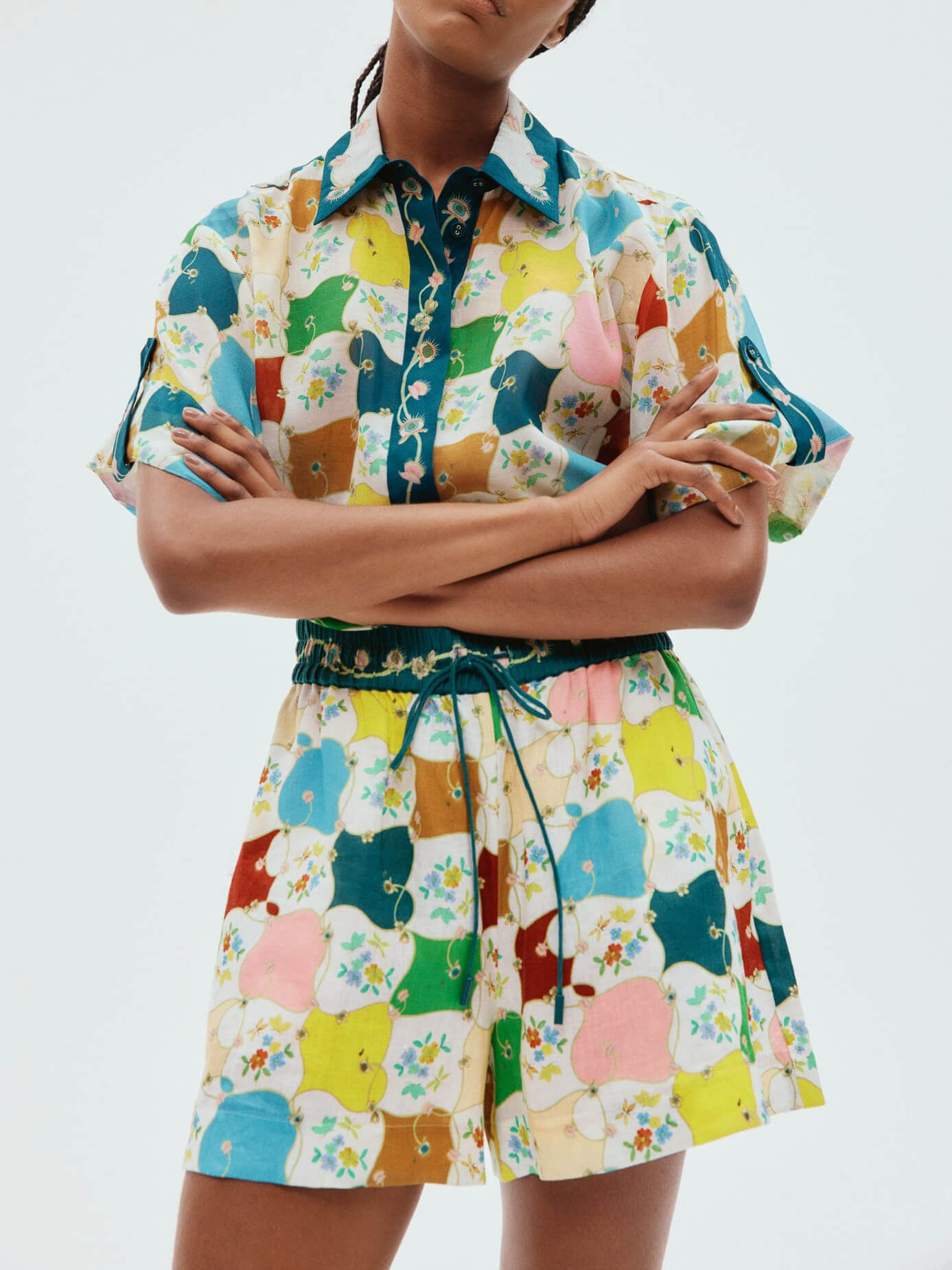 Women's Graffiti Print Shirt and Shorts Set — alternate angle
