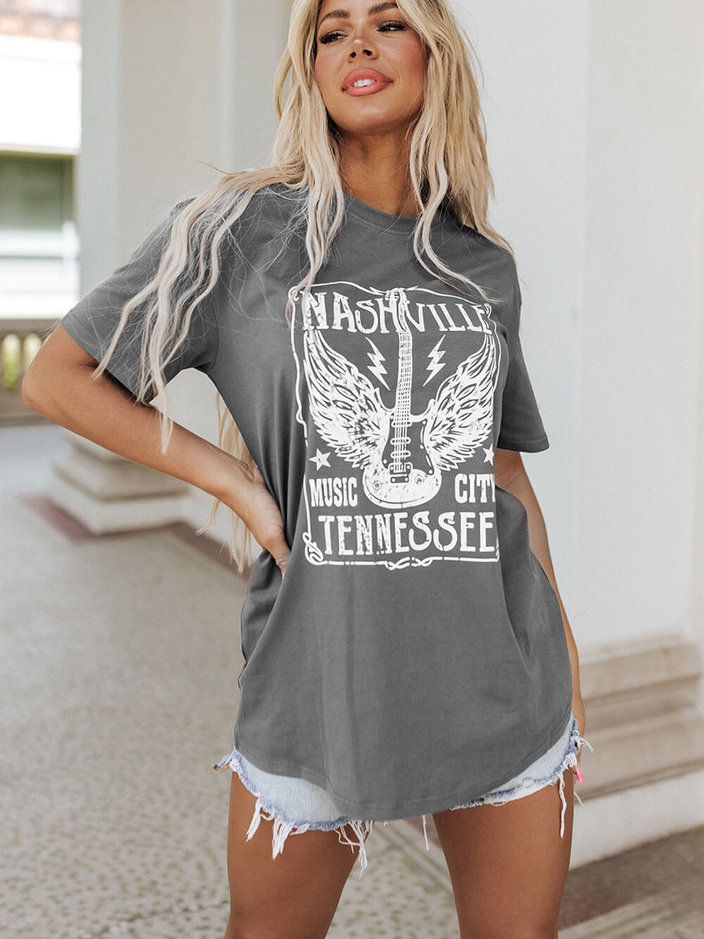 Women's Guitar Print T-Shirt Dress