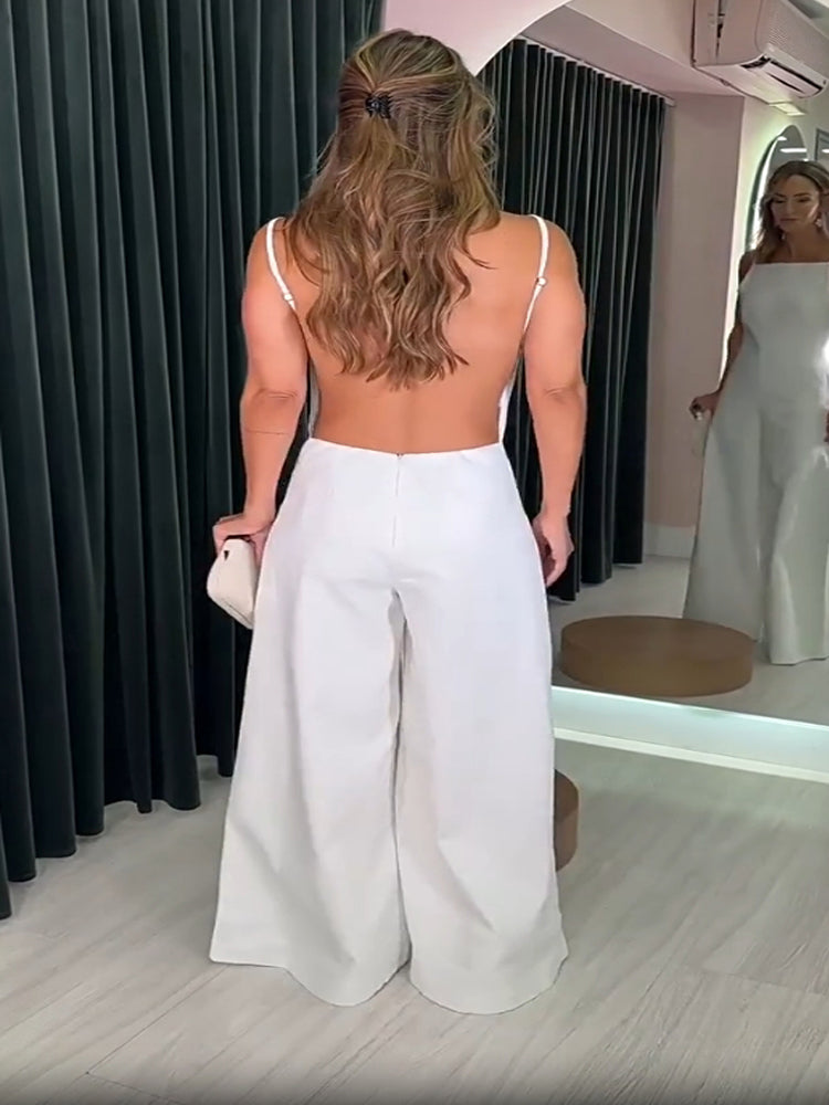 Women's Halter Wide-Leg Jumpsuit — full length