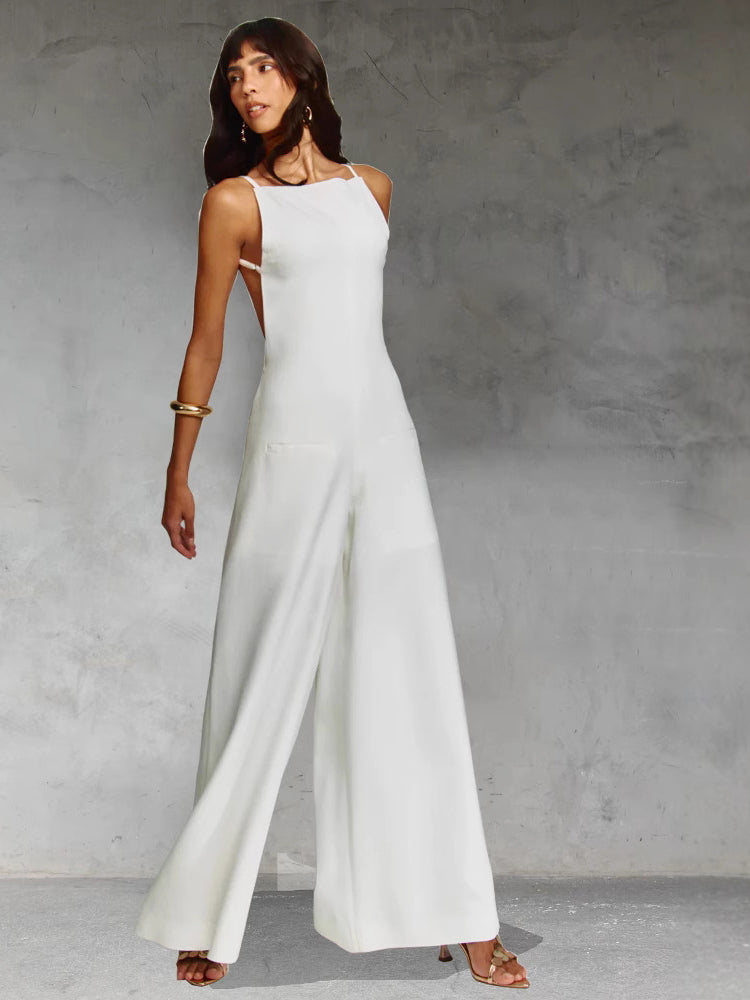 Women's Halter Wide-Leg Jumpsuit — close-up
