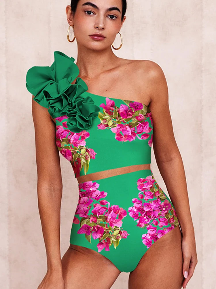 Women's high waist print bikini set